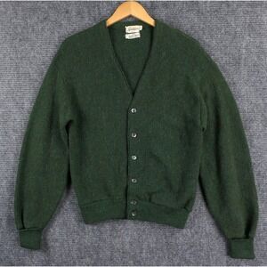 VTG 60s Sportswear Alpaca Wool Cardigan Sweater Green Grunge Cobain Fuzzy Rare
